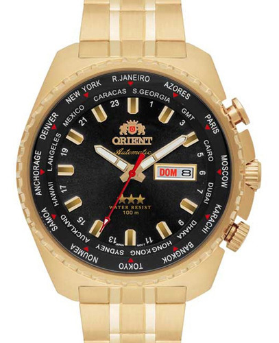 Relógio Orient Masculino Automatico 469gp057 P1kx N. Fiscal Cor da correia Dourado Cor do bisel Dourado Cor do fundo Preto
