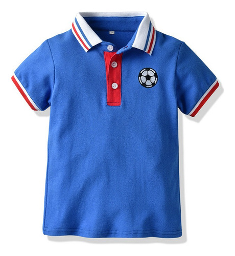 Conjunto De Pantalones Cortos Polo De Moda Infantil Azul Y Blanco 110cm (3 Años-4 Años)