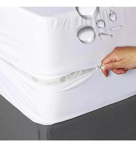 Funda Entera Cubre Colchon Con Cierre Impermeable 200 X 180 Color Blanco