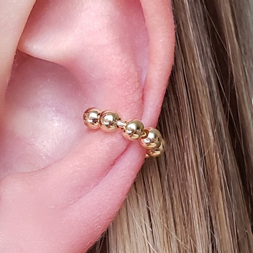 Piercing Bolinhas Pequenas Inteiro Folheada Em Ouro 18k