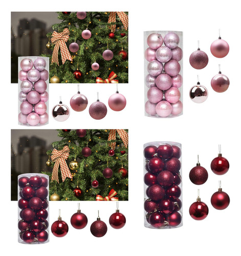 48 Piezas De Adornos Para Árboles De Navidad, Bolas De