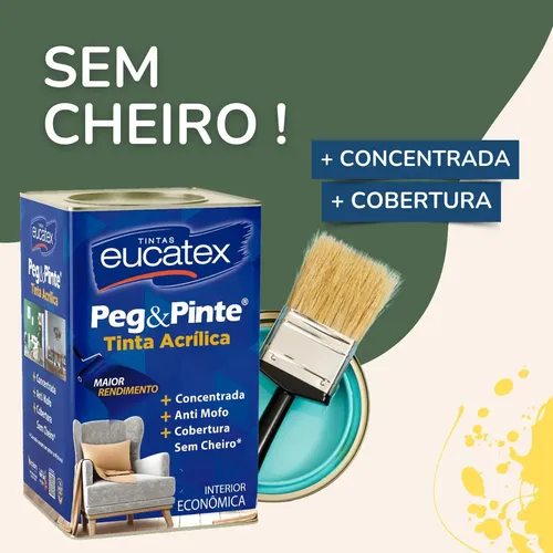 Tinta Eucatex Acrilica Peg Pinte Anti Mofo 18l Cores Acabamento Fosco Cor Verde Recife