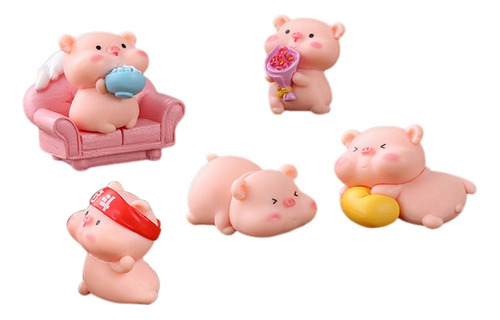 6 Figuras De Cerdos En Miniatura, Bonitos Juguetes Familiare