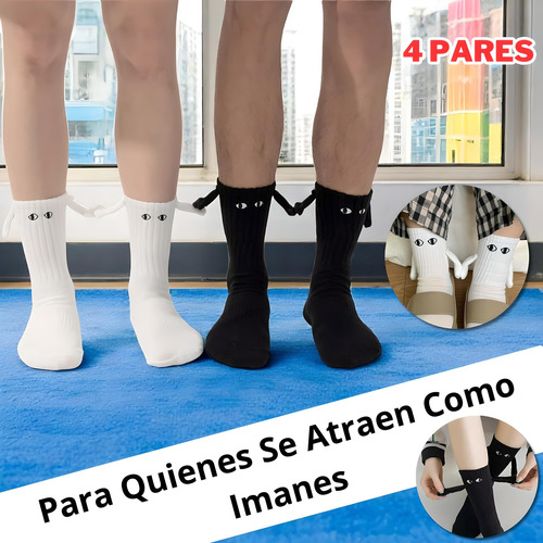 Calcetas Con Manitas Imán 4 Pares Divertidas Parejas Largas Blanco Y Negro Calceta De Manitas Con Imanes Unitalla