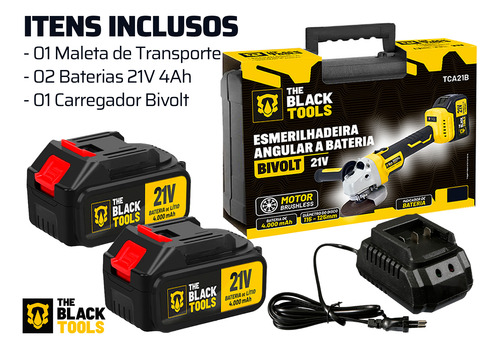 Esmerilhadeira Angular A Bateria 21v Com 2 Baterias 4000 Mah
