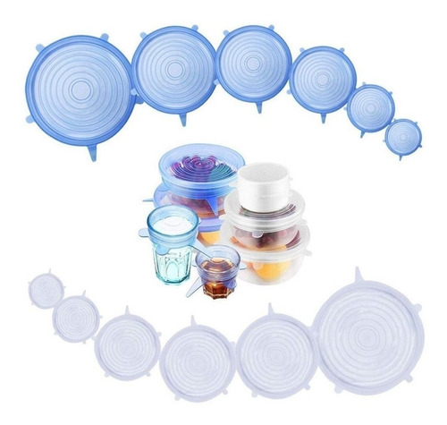 Tapas Silicon Set 6 Pz Reutilizables Antiderrame Elásticas