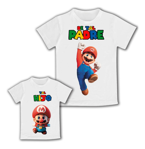 2 Playeras Dia Del Padre Mario Bross Y Mario Bebé