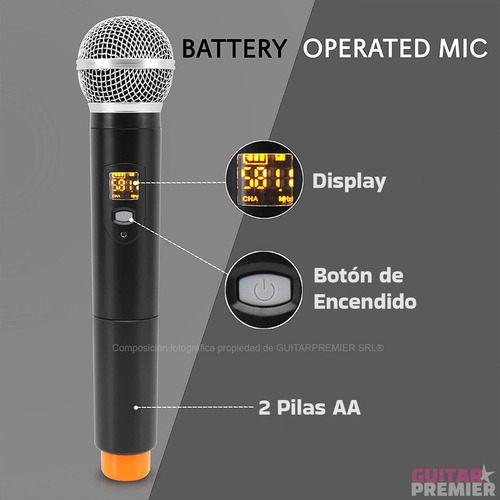 Microfono Inalambrico Uhf Profesional Receptor Fuente Envio