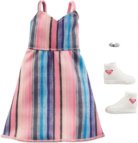 Imagem 1 de 4 de Barbie Roupa Acessórios Vestido Alças Listra Ms