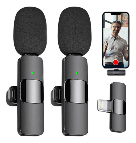 Microfone Profissional Sem Fio Duplo Lapelak9 Iphone 14 Ios Conector De 8 Pinos ( Iphone )