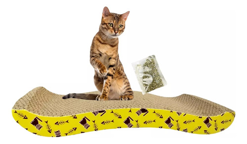 Rascador Para Gatos Carton Corrugado Rascador Con Catnip Onda Gato Gimnasio Marrón Claro