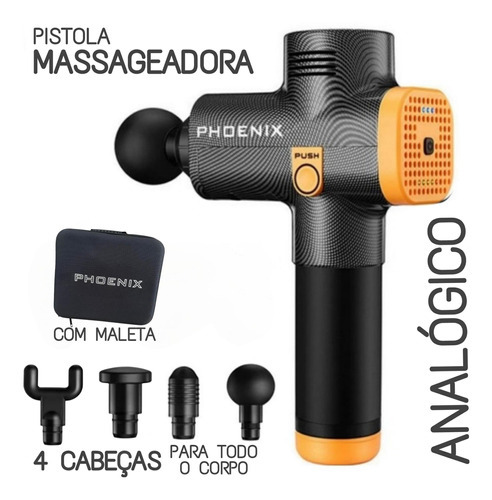 Massageador Pistola Terapia Phoenix A2 + Maleta - Amarelo