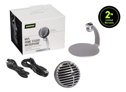 Shure Mv5-ltg Microfono Digitale A Condensatore Per Usb E Li