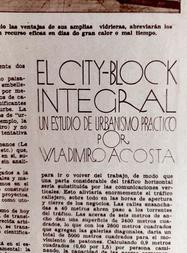 Vladimiro Acosta 1931 City Block Urbanismo Arquitectura
