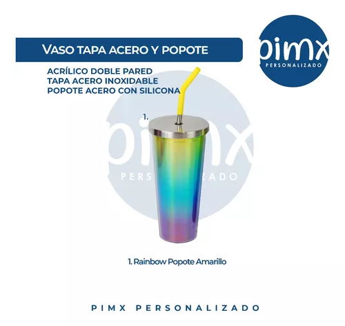 Vaso con tapa y popote Colors - Comprar en Vasos Pop