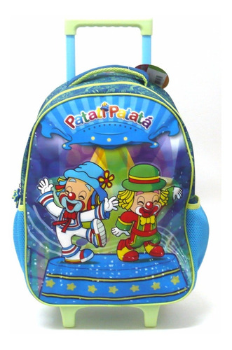 Mochila Infantil Patati Patatá Festa Rodinhas G Azul Meninos