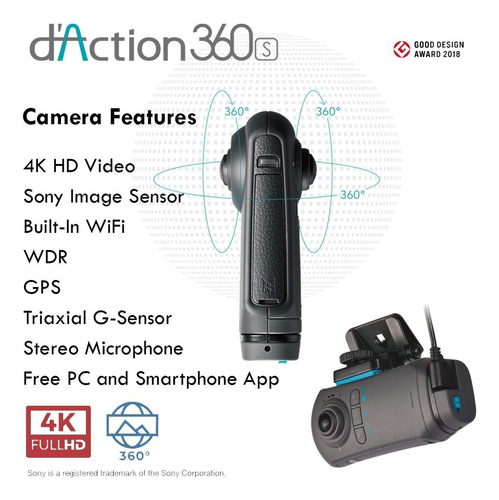 Razo Dc5000a D'action 360s, 360 Grados Dash Cam: 7.3