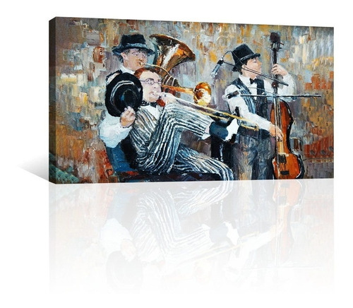 Cuadro Decorativo Pintura Impresa Canvas Musicos De Jazz