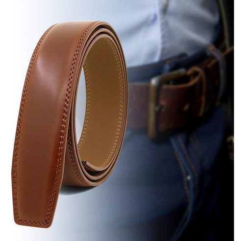 Cinturón De Cuero De 120 Cm Sin Hebilla Automática,