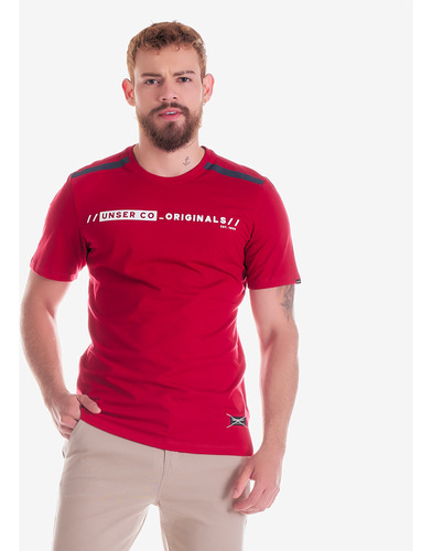 Camiseta Para Hombre  Unicolor Con Estampado Unser