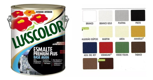 Tinta Esmalte Sintético Base Água 3,6l Lukscolor Cores Galão