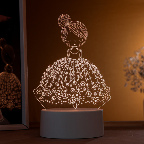 Luminária Led 3d Bailarina Menina-  Abajur De Mesa