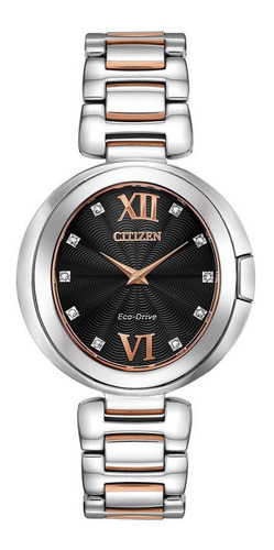 Reloj Citizen Eco-drive Capella Ex1516-52e Para Mujer Color de la correa Plateado Color del bisel Plateado Color del fondo Negro