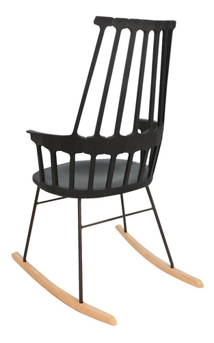 Silla Mecedora Escandinava Cecile - Desillas Estructura Negro Asiento Negro