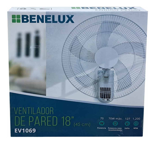 3pz Ventilador De Pared 18 5 Aspas Blanco 70w Benelux Timer