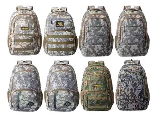 Mochila Camuflaje Mayoreo* Pack 8 Pzas Escolar Exterior Viajes Al Aire  Libre Trabajo Multifuncional M A Y O R E O