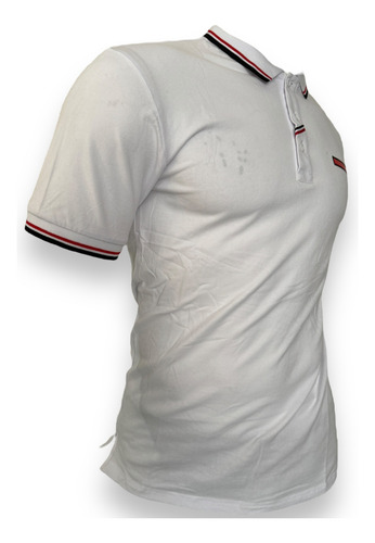 Playera Moderna Hombre Cuello Polo Franja Icon Slim Premium
