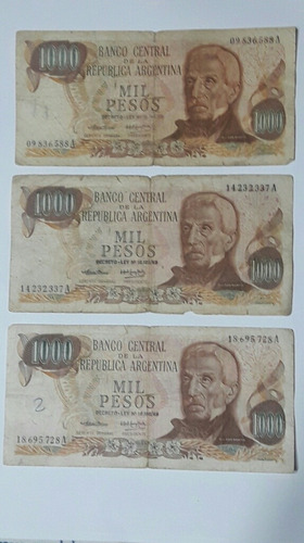 Billetes 1000 Pesos,usados Ley 18.188 Serie A 1974