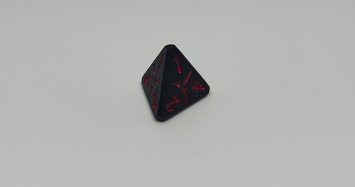 Set Dados De Metal X 7 Rol - #18 Negro Con Números Y Símbolos Rojos