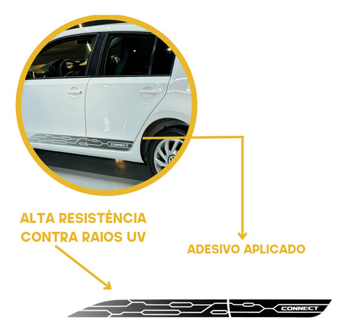 Kit Adesivo Faixa Cinza Vw Up! Connect 2018 19 20 2021 Preto