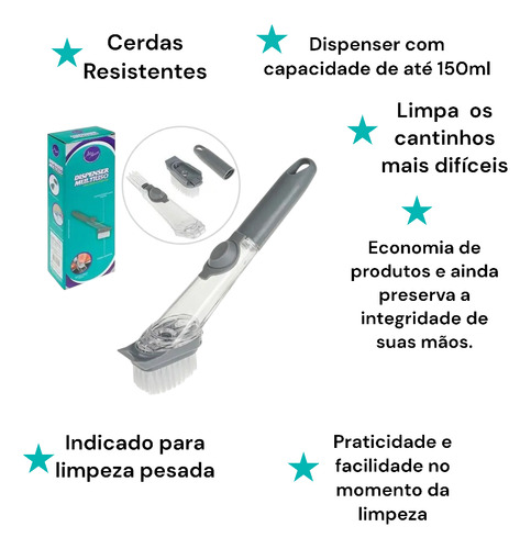 Escova De Limpeza Com Reservatório Para Detergente Multiuso