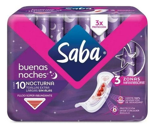 Toallas Femeninas Saba Buenas Noches Nocturna Extra Larga Si