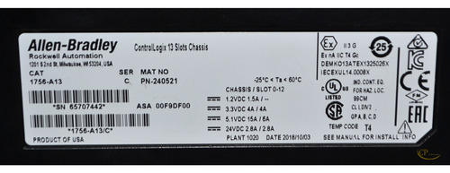 Rack Controllogix Com 13 Slot 1756-a13 Allen Bradley (Usado)