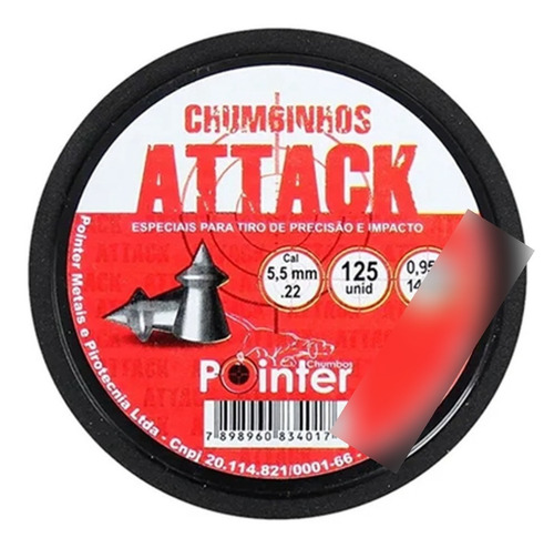 Combo Luneta 4x20 + Chumbinho Pointer Attack 5.5mm + Alvos