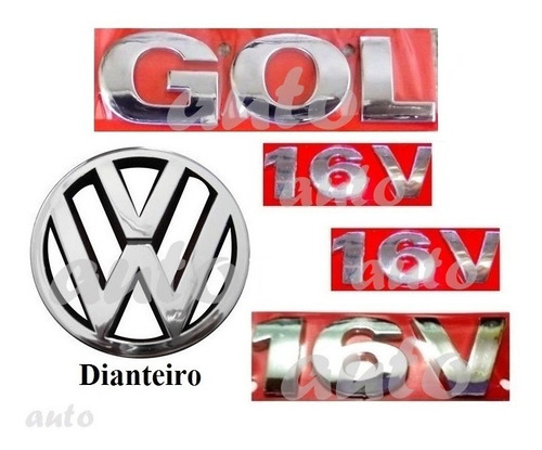 Emblemas Gol 16v + Laterais 16v + Vw Grade - G3 Geração 3