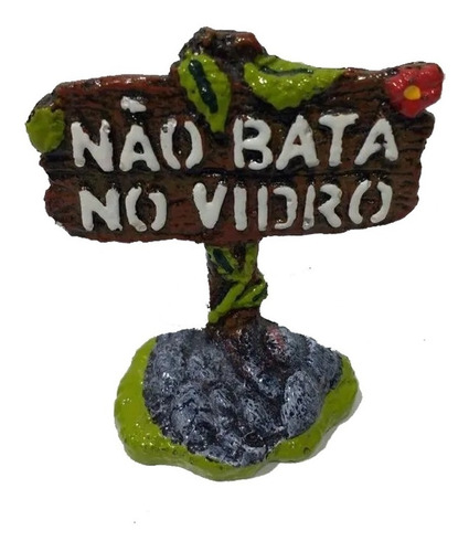 Imagem 1 de 2 de Enfeite Aquário Placa Não Bata No Vidro Resina