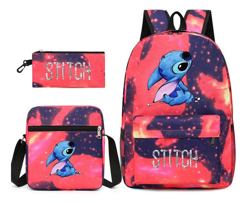 Juego Estuche For Lápices Mochila Lilo & Stitch Con Dibu A