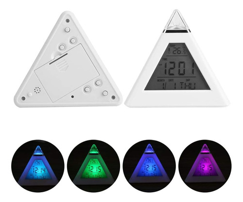 Topincn Pyramid Despertador, Led Cambio De Color Lcd Despert