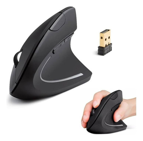 Mouse Vertical Inalanbrico Ergonómico Sensor Óptico Negro