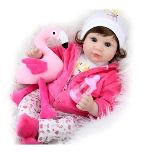 Imagen 2 de 6 de Bebe Muñeca Reborn Realista De Silicona Y Algodón 55cm