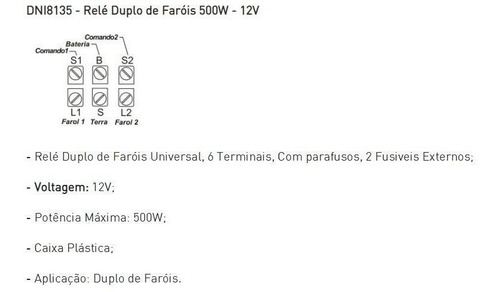 Imagem 3 de 3 de Relê Auxiliar Duplo 500 W Para Farol Fusca Kombi Brasilia Tl