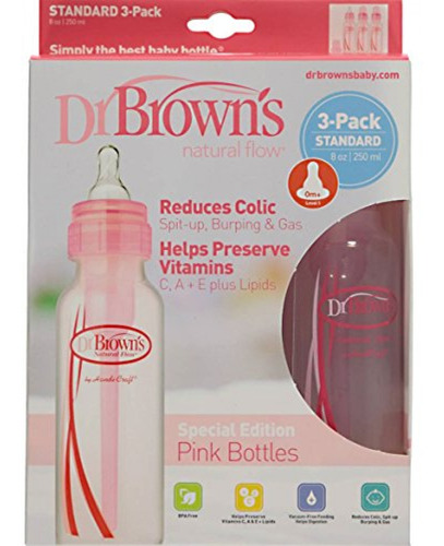 Mamaderas Dr Browns Natural Flow Standard Pink Botella De 8 