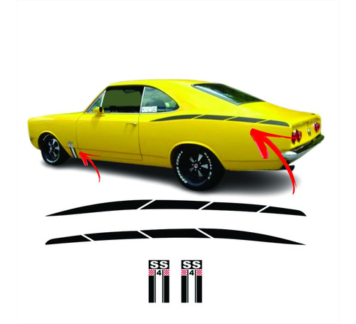 Kit Adesivos Faixa Lateral Opala Ss4 Ss6 1975