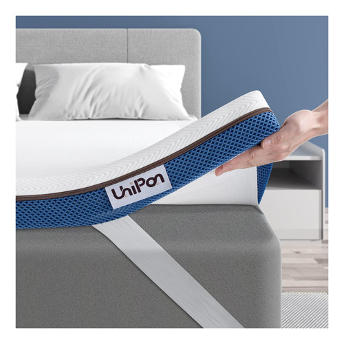 Unipon Cubrecolchón De Espuma Viscoelástica Con Gel De 2 Pul