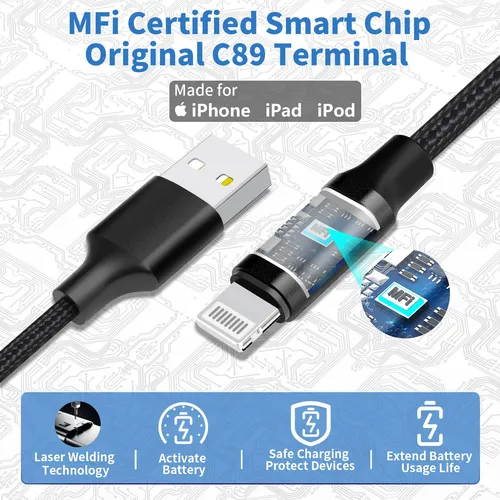 Cargador Rápido Para Auto 4.8a Con Cable Lightning 1.8m Ipho