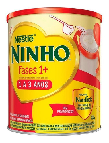 Fórmula infantil em pó sem glúten Nestlé Ninho Fases 1+ en lata de 6 de 800g - 12 meses a 3 anos